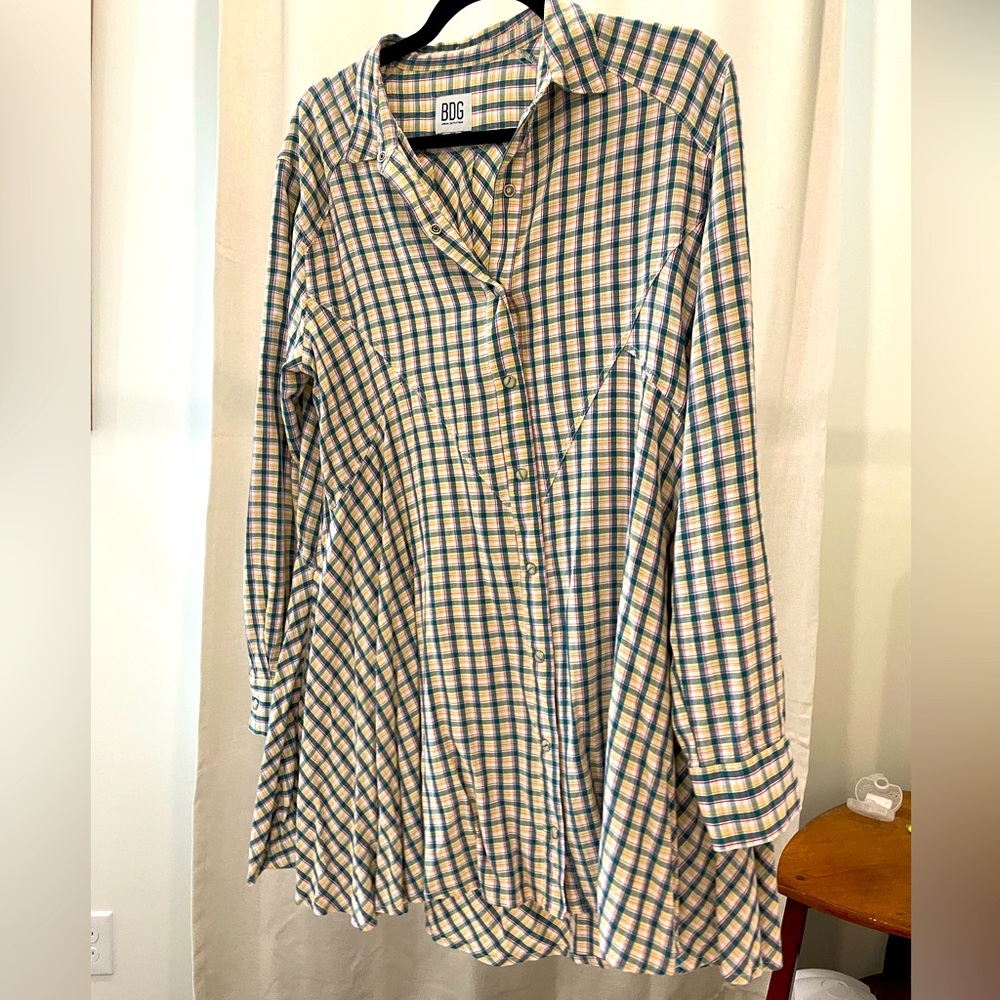 BDG Plaid Shirt Dress Oversized Size Medium